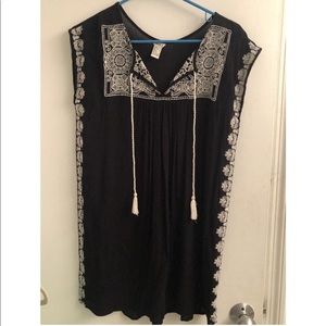 Black and white boho cover up dress